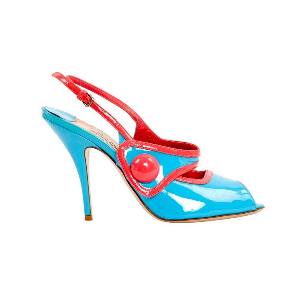 Vintage Miu Miu Blue & Pink Peeptoe Heels - EU 40